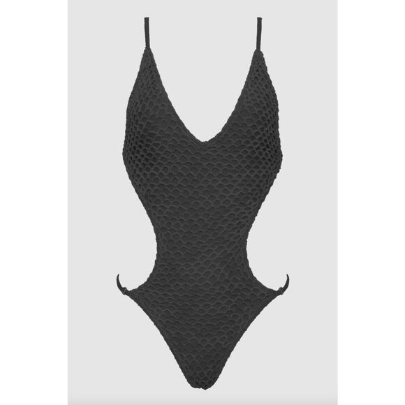 Acacia Swim ARIA Crochet One Piece - Licorice - Minimalist - Adjustable Straps - Picture 6 of 15